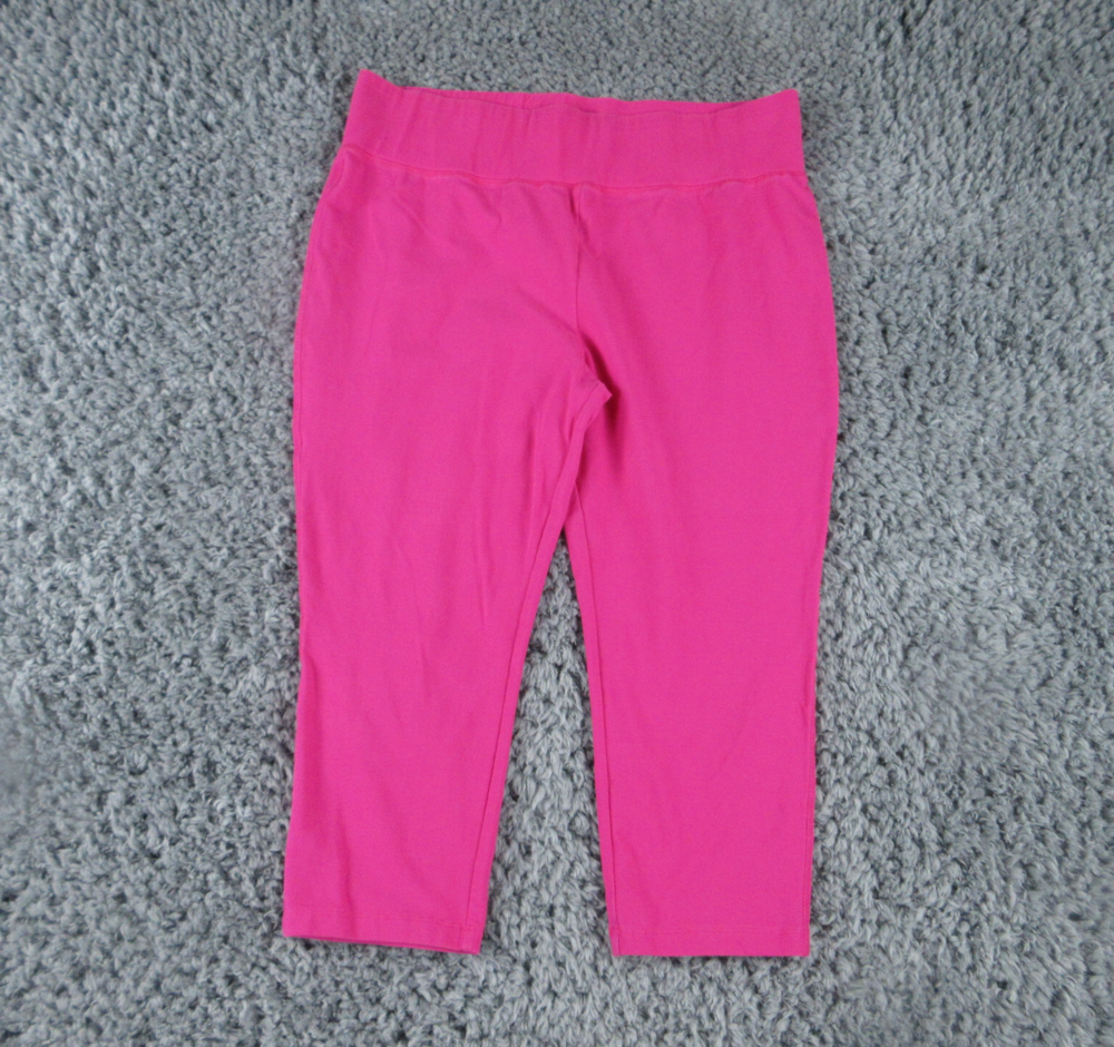 LOGO Layers Pants Womens Medium Petite Pink Leggings Straight Capri 33x18*